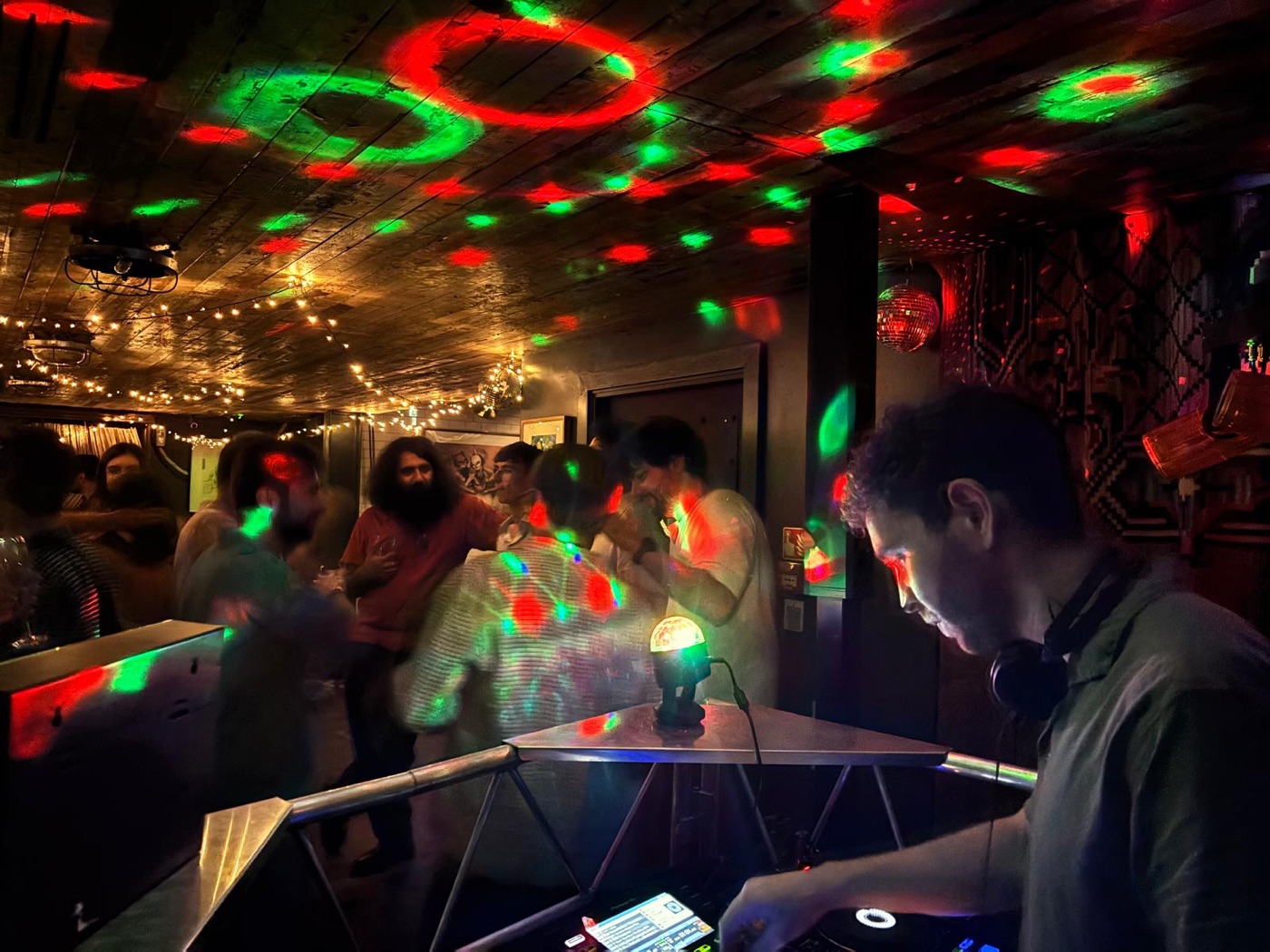 DJ booth lit in blue